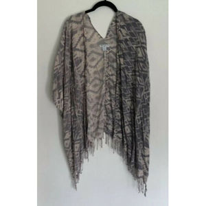 Cotton On XXS Aztec Print Kimono Fringe Lilac Beige